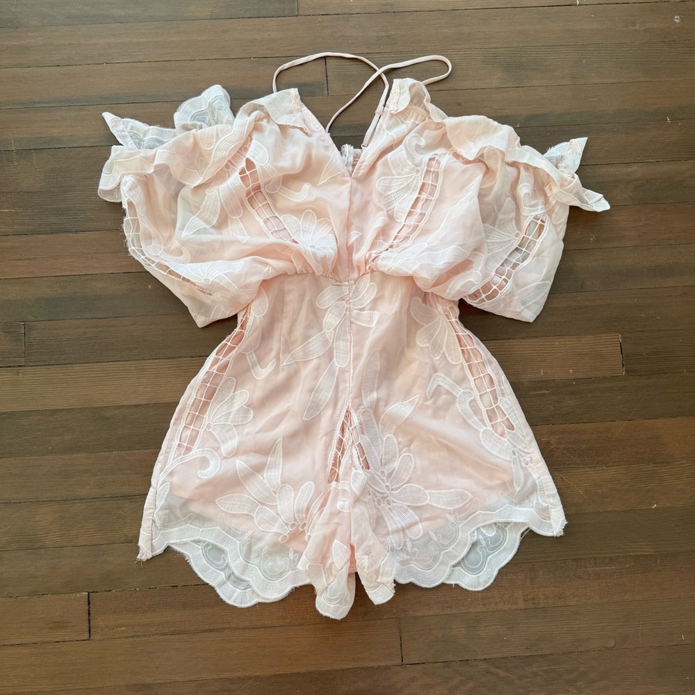 Elegant Pink Lace Romper
